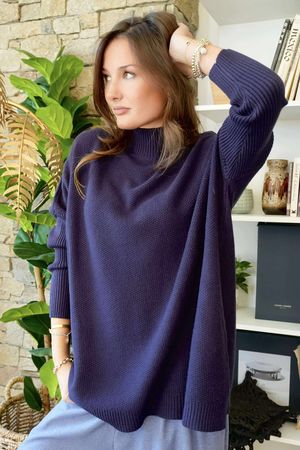 Charli Honeycomb Oversized Turtle Knit Navy /16=